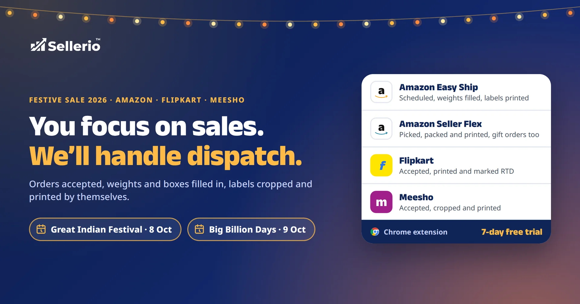 Great Indian Festival & Big Billion Days 2026: ship every order on time