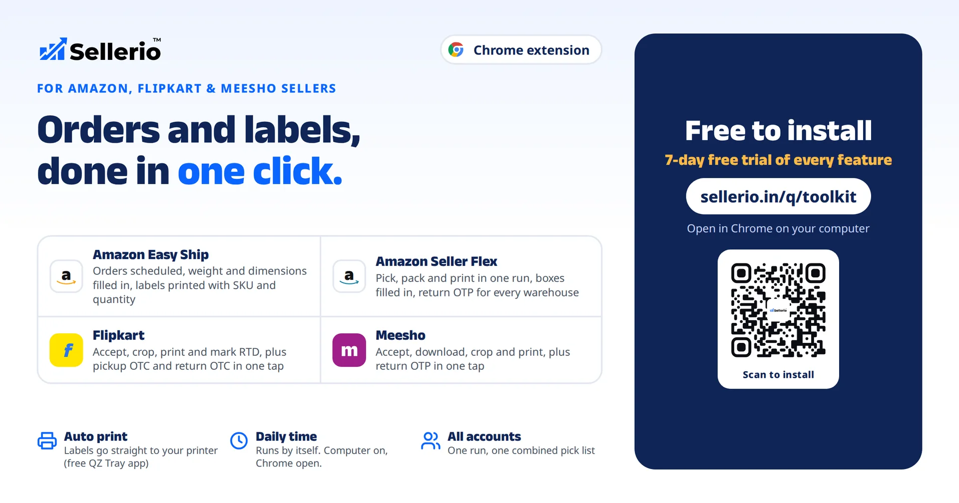 Process Amazon, Flipkart and Meesho orders in one click every morning